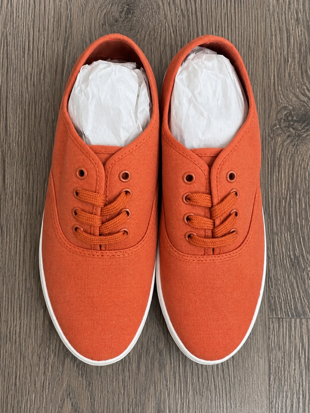 Orange Canvas Lace-Up Sneakers Size 8